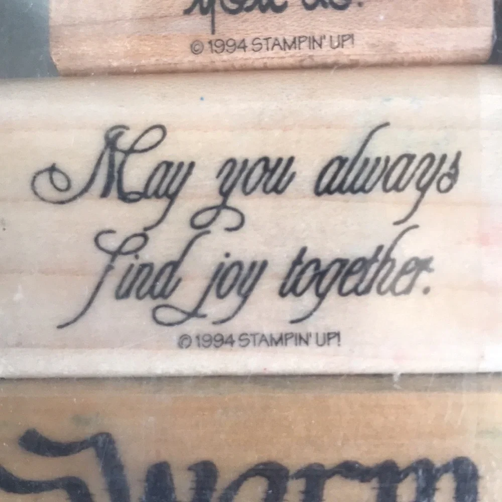 Vintage set of rubber stamps with nice warm sayings/words  stationary scrapbook